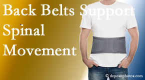 Chiropractic Spine Sports And Rehabilitation offers backing for the benefit of back belts for back pain sufferers as they resume activities of daily living.
