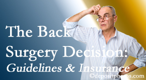 Chiropractic Spine Sports And Rehabilitation realizes that back pain sufferers may choose their back pain treatment option based on insurance coverage. If insurance pays for back surgery, will you choose that? 