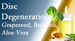 Chiropractic Spine Sports And Rehabilitation presents interesting studies on how to address degenerated discs with grapeseed oil, aloe and broccoli sprout extract.