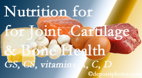 Chiropractic Spine Sports And Rehabilitation describes the benefits of vitamins A, C, and D as well as glucosamine and chondroitin sulfate for cartilage, joint and bone health. 