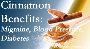 Chiropractic Spine Sports And Rehabilitation presents research on the benefits of cinnamon for migraine, diabetes and blood pressure.