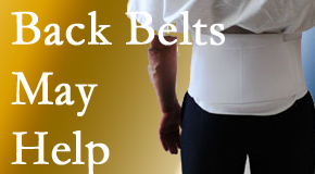 Tonawanda back pain sufferers using back support belts are supported and reminded to move carefully while healing.