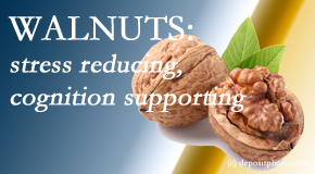 Chiropractic Spine Sports And Rehabilitation shares a picture of a walnut which is said to be good for the gut and reduce stress.