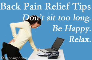 Chiropractic Spine Sports And Rehabilitation reminds you to not sit too long to keep back pain at bay!