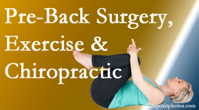 Chiropractic Spine Sports And Rehabilitation offers beneficial pre-back surgery chiropractic care and exercise to physically prepare for and possibly avoid back surgery.