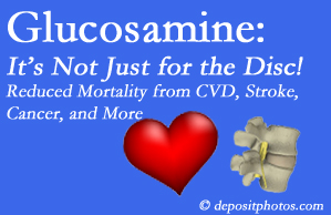 Tonawanda health benefits from glucosamine utilization include reduced overall early mortality and mortality from cardiovascular issues.