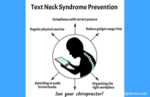 Chiropractic Spine Sports And Rehabilitation presents a prevention plan for text neck syndrome: better posture, frequent breaks, manipulation.