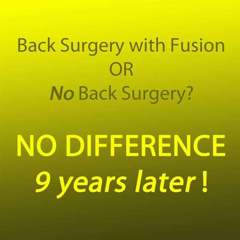 Picture comparing back surgery and no back surgery